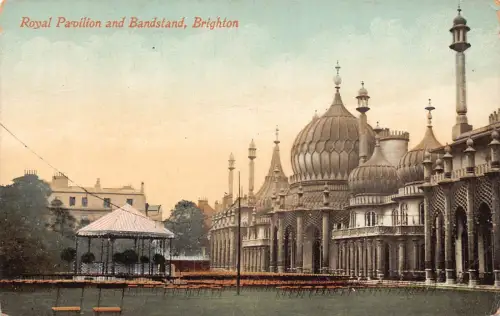 B142 England Brighton Royal Pavilion und Musikpavillon Vintage Postkarte