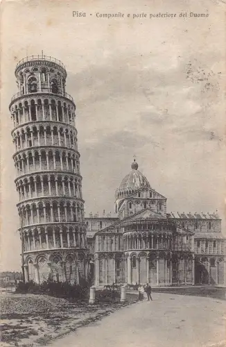 B145 Italien Pisa 1927 Campanile e porte posteriore del Duomo Vintage Postkarte