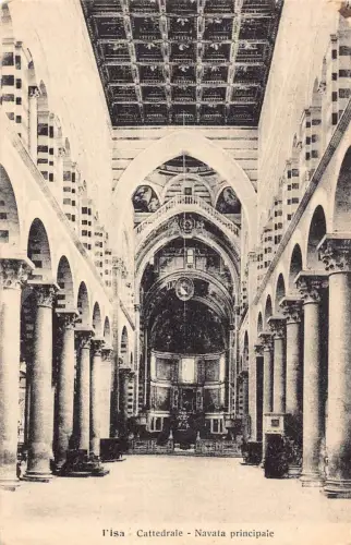 B145 Italien Pisa Cattedrale Navata Principale Kathedrale Innenraum Vintage Postkarte