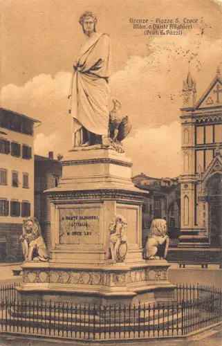 B148 Italien 1917 Firenze Florenz Piazza S Croce Dante Alighieri Statue Postkarte