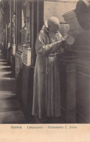 B147 Italien Genua Genua Camposanto Monumento T Serra Mönch Vintage Postkarte