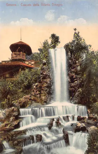 B148 Italien Genua Genua Cascata della Villetta Dinegro Wasserfall Postkarte