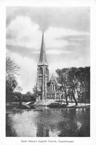 B159 Dänemark Kopenhagen St. Alban Englische Kirche Vintage Postkarte
