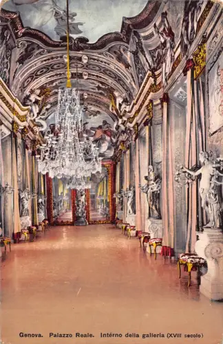 B148 Italien Genua Genua Palazzo Reale Interno della galleria Palace Postkarte