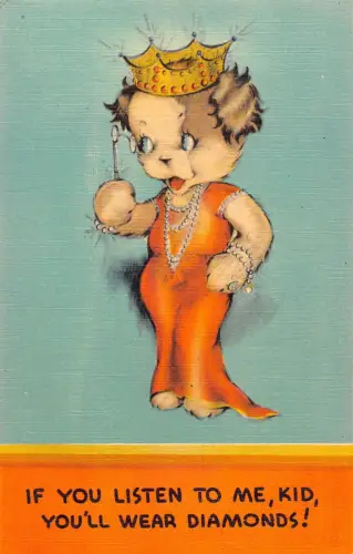 Comic Humor Humanisierter Hund Dressed Crown Wenn du mir zuhörst Postkarte B948