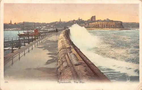 B143 England Tynemouth the Pier Vintage Postkarte