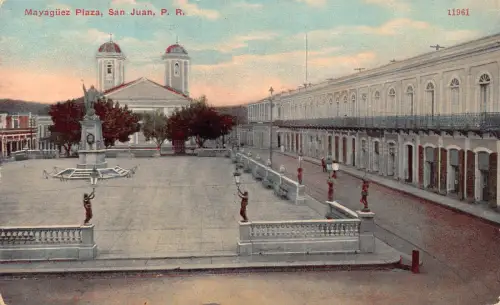 USA Puerto Rico Mayaguez Plaza Vintage Postkarte B948