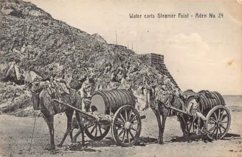 B617 Jemen Wasserwagen Dampfer Point Aden Nr. 24 Vintage Postkarte