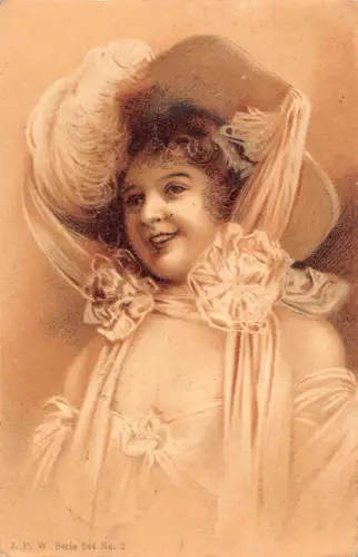 B152 Glamour 1906 Glücklich lächelnde Frau mit elegantem Hut Mode Postkarte