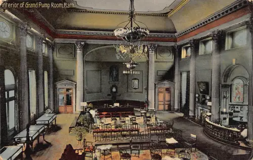 B141 England 1916 Interieur von Grand Pump Room Bath Vintage Postkarte