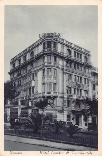 B147 Italien Genua Genua Hotel Londra und Continentale Vintage Postkarte