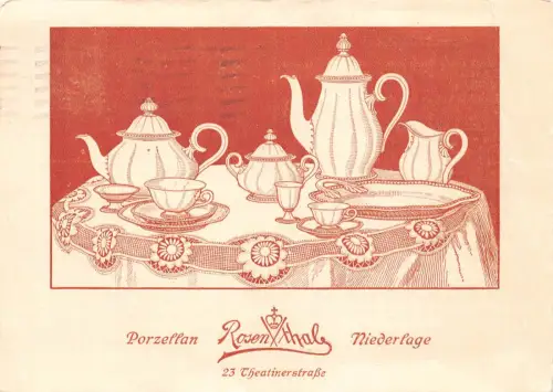 B134 Werbung 1929 Porzellan Rosentael Niederlage Porzellan Postkarte