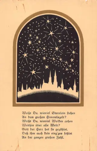 B155 Karlheinz Dobsky Kunst und Gedicht Sternennacht über Stadt Postkarte