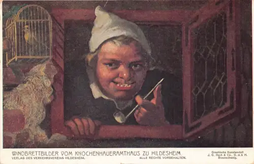 L066 Germany Hildesheim Windschutz Gemälde aus Knochenschneider's Zunfthaus Postwagen