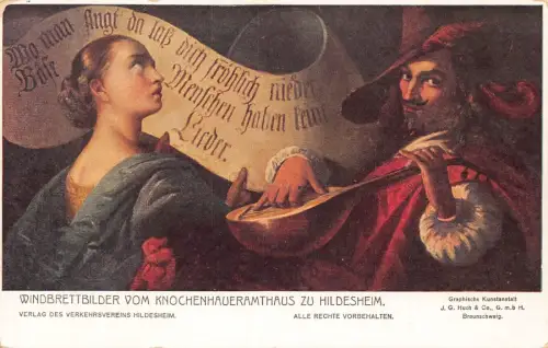 L066 Germany Hildesheim Windschutz Gemälde aus Knochenschneider's Zunfthaus Postwagen