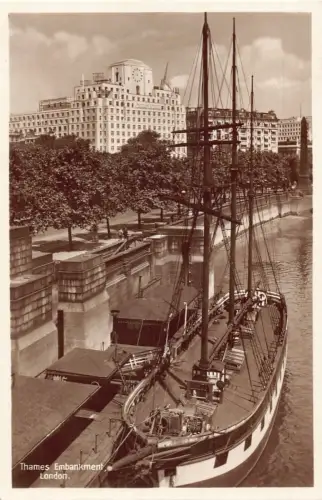 L069 England London 1933 Themse Ufer Schiff Echtfoto Postkarte