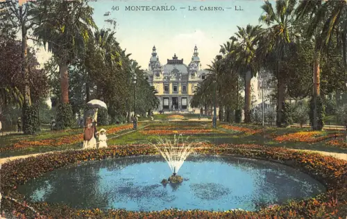 A871 Monaco Monte-Carlo 1916 Casino Brunnen Vintage Postkarte