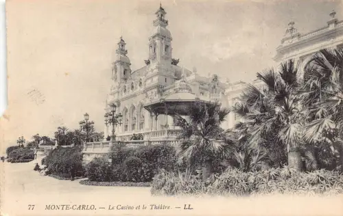 A871 Monaco Monte Carlo Casino und Theater Vintage Postkarte