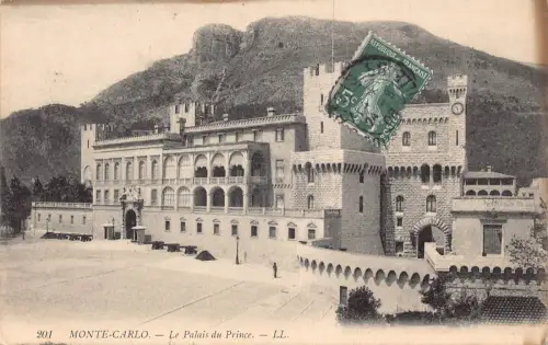 A871 Monaco 1908 Monte Carlo Palais du Prince Vintage Postkarte