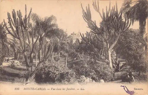 A872 Monaco Monte Carlo Vue dans les Jardins Gärten Kaktus Postkarte