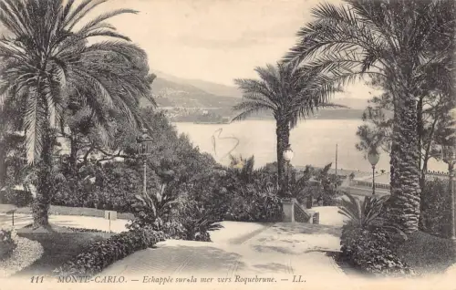 A872 Monaco Monte Carlo Echappee sur la Mer vers Roquebrune Vintage Postkarte