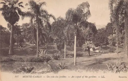 A872 Monaco Monte Carlo Aspekt der Gärten Vintage Postkarte