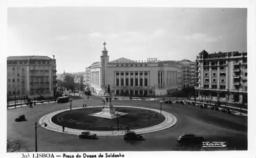 A874 Lissabon Praca de Duque de Saldanha RPPC Vintage Postkarte