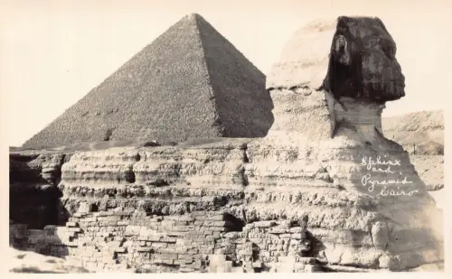 A873 Ägypten Shpinx und Pyramiden Kairo RPPC Vintage Postkarte