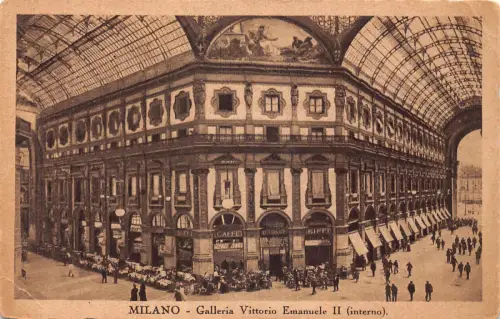 A874 Italien Vittorio Emanuele II Galerie Innenraum Milano Mailand Vintage Postkarte