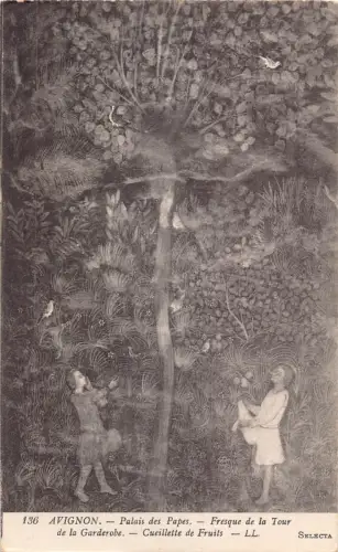 C001 Frankreich, Avignon, Palais des Papes, Fresque Vintage Postkarte