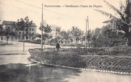 A874 Spanien Santander Sardinero Paseo de Piquio Vintage Postkarte