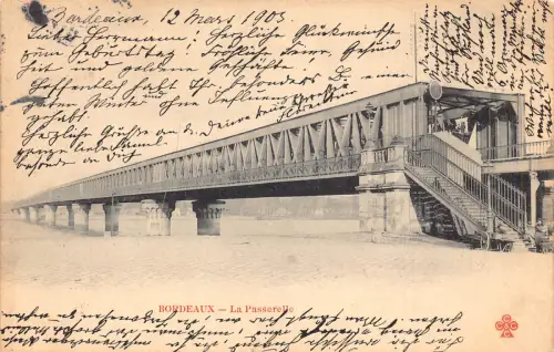 Frankreich 1905 Bordeaux La Passarelle Brücke Vintage Postkarte