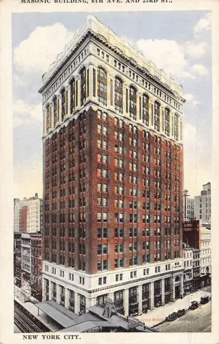 L068 USA New York City Freimaurer Gebäude 5th Avenue Postkarte