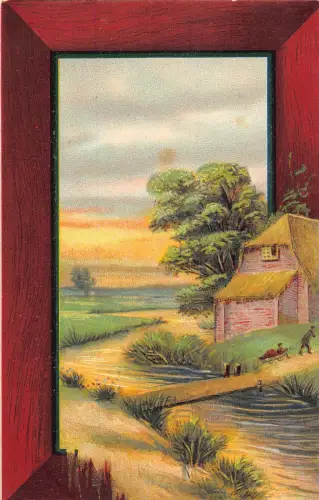 Landschaft im Dawn River House kommt aus Rahmen geprägte Postkarte