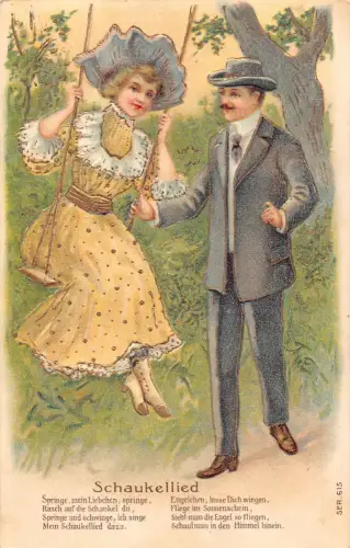 Verspieltes Paar Frau schwingendes Gedicht 1907 geprägte Postkarte