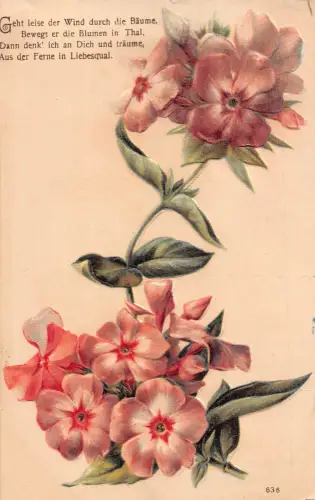 Rosa Stiefmütterchen Romantik Gedicht geprägt Vintage Postkarte