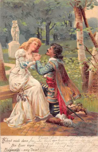 Mann in den Knien erklärt Margarethe Lady die Liebe 1905 geprägte Postkarte