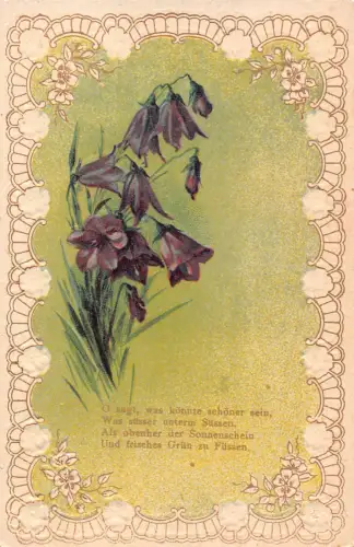 Frühlingsgrüße Glocke Blumen Gedicht geprägte Postkarte