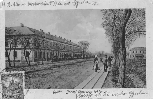 Ungarn 1926 Gyula Jozsef Foherczeg Laktanya Straße Vintage Postkarte