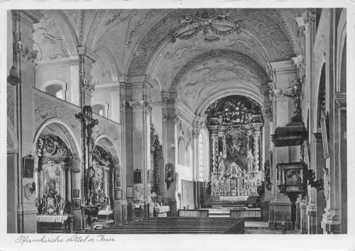 Deutschland Pfarrkirche Attel a Inn Kirche Innenraum Vintage Postkarte C441