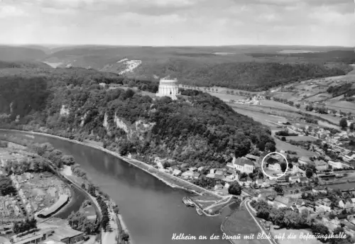 Deutschland Kelheim an Donau mit Block aud Befreiungshalle RPPC Postkarte C441