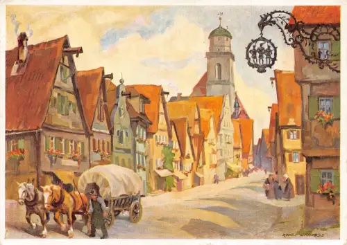 Deutschland 1955 Dinkelsbühl Kutschenkunst von Rudolf Warnecke Postkarte C441