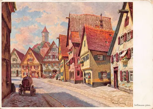 Deutschland Dinkelsbühl Schmiedgasse Kunst von Paul Sollmann Postkarte C441