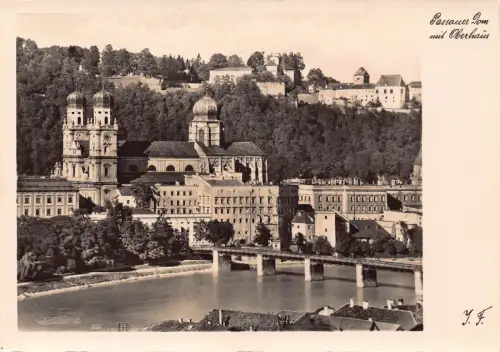 Deutschland Passau Dom Mit Oberhaus Dombrücke RPPC Postkarte C441