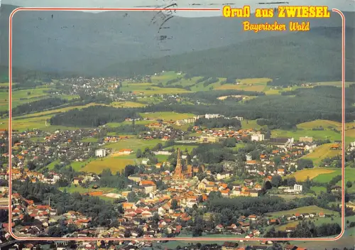 Deutschland 1989 Gruss aus Zwiesel Bayerischer Wald Vintage Postkarte C442