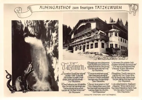 Deutschland Alpengasthof zum Tatzelwurm Wasserfall RPPC Postkarte C442