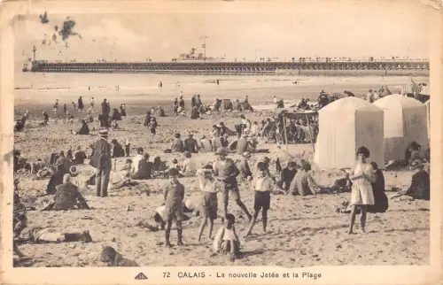C009 Frankreich, Calais La nouvelle Jetee et la plage Vintage Postkarte 1934
