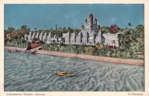 A875 Indien Dakhineswar Tempel Kalkutta Boot Vintage Postkarte