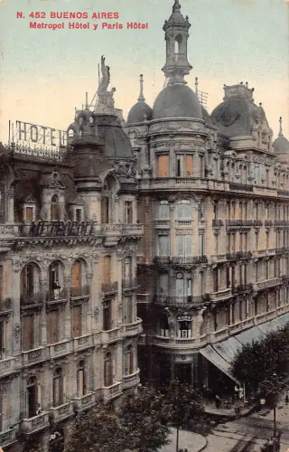 A877 Argentinien Buenos Aires Metropol Hotel y Paris Hotel Vintage Postkarte