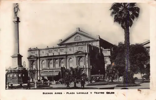 A878 Argentinien Buenos Aires Plaza Lavalle Teatro Colón Theater RPPC Postkarte